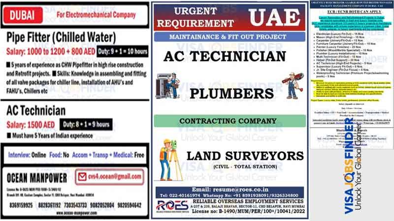 DUBAI UAE Visa Jobs Multiple Jobs Abroad