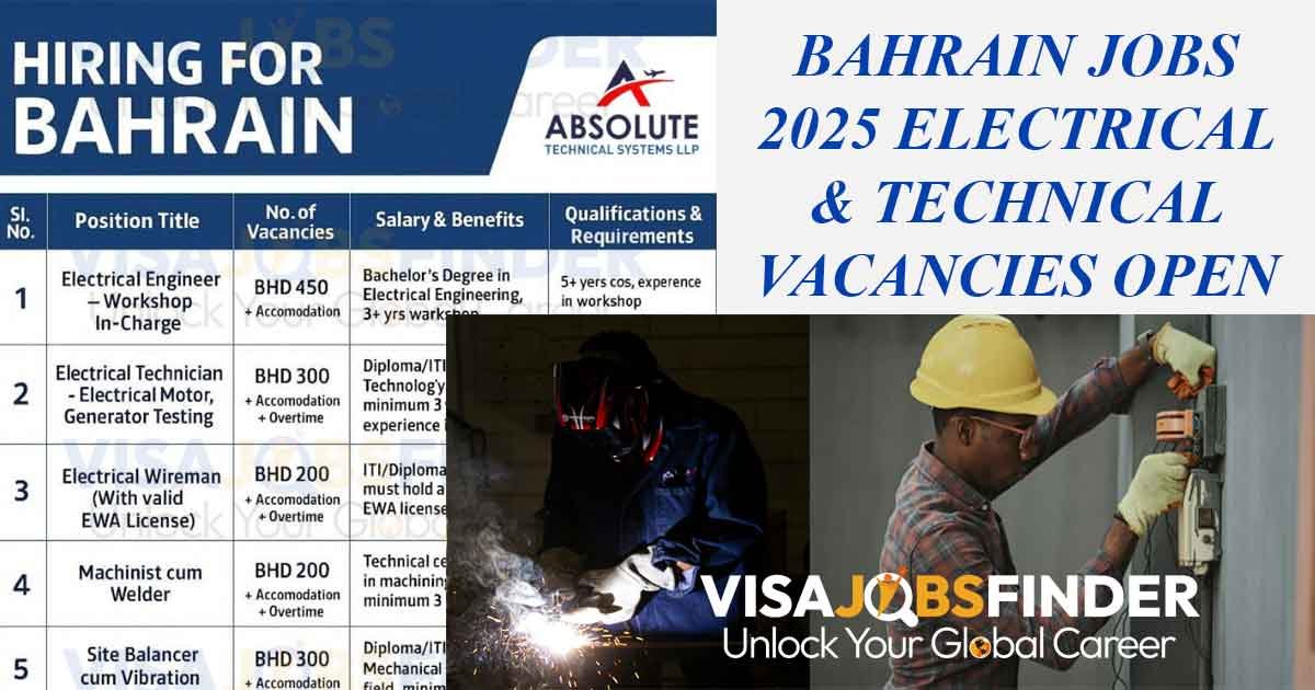 Bahrain Jobs 2025 Electrical & Technical Vacancies Open