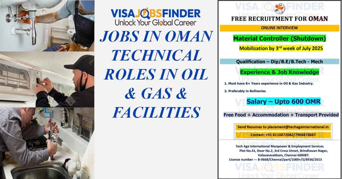 Jobs in Oman Technical Roles in Oil & Gas & Facilities